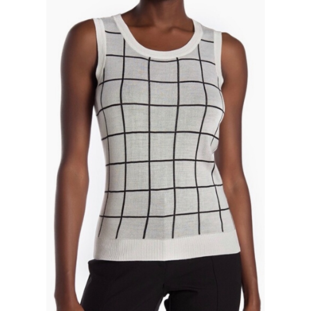 NWT Halogen Patterned Crew Neck Knit Tank Top Sz M